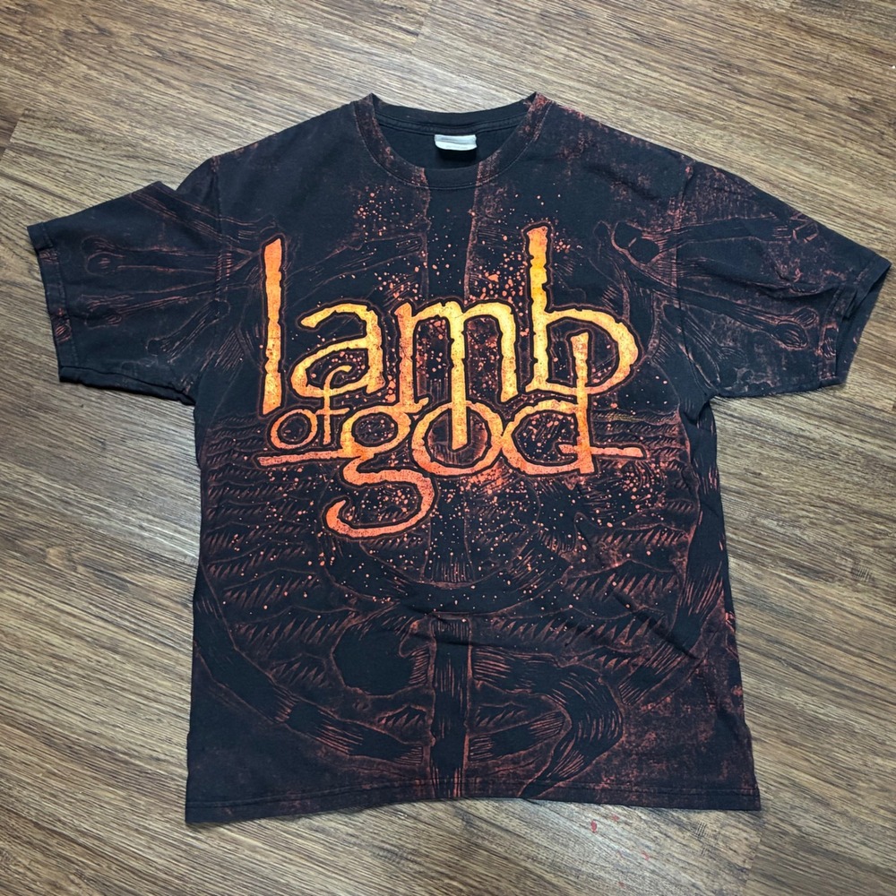 Lamb of God Wrath AOP T Shirt M 2009 Heavy Metal All Over Print Hanes Band‎ Tee
